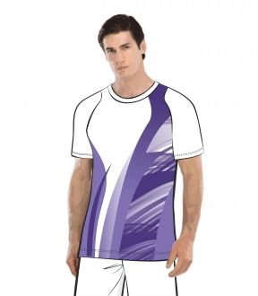 Футболка простая 208 мужская рукав короткий фигурный реглан расцветка4 фиолетовая